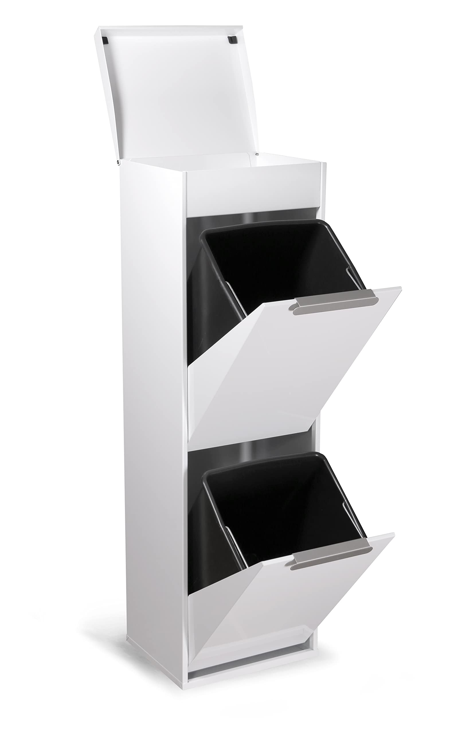 ARREGUI Ecoclas Plus CR221-E Mülltrennsystem 2 Fächer 34L weiss. Ein weisser Abfallsammler zur getrennten Sammlung von Wertstoffen und Restmüll.