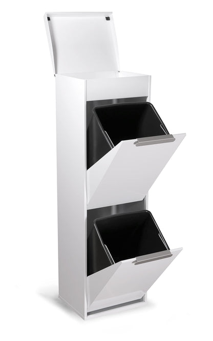 ARREGUI Ecoclas Plus CR221-E Mülltrennsystem 2 Fächer 34L weiss. Ein weisser Abfallsammler zur getrennten Sammlung von Wertstoffen und Restmüll.