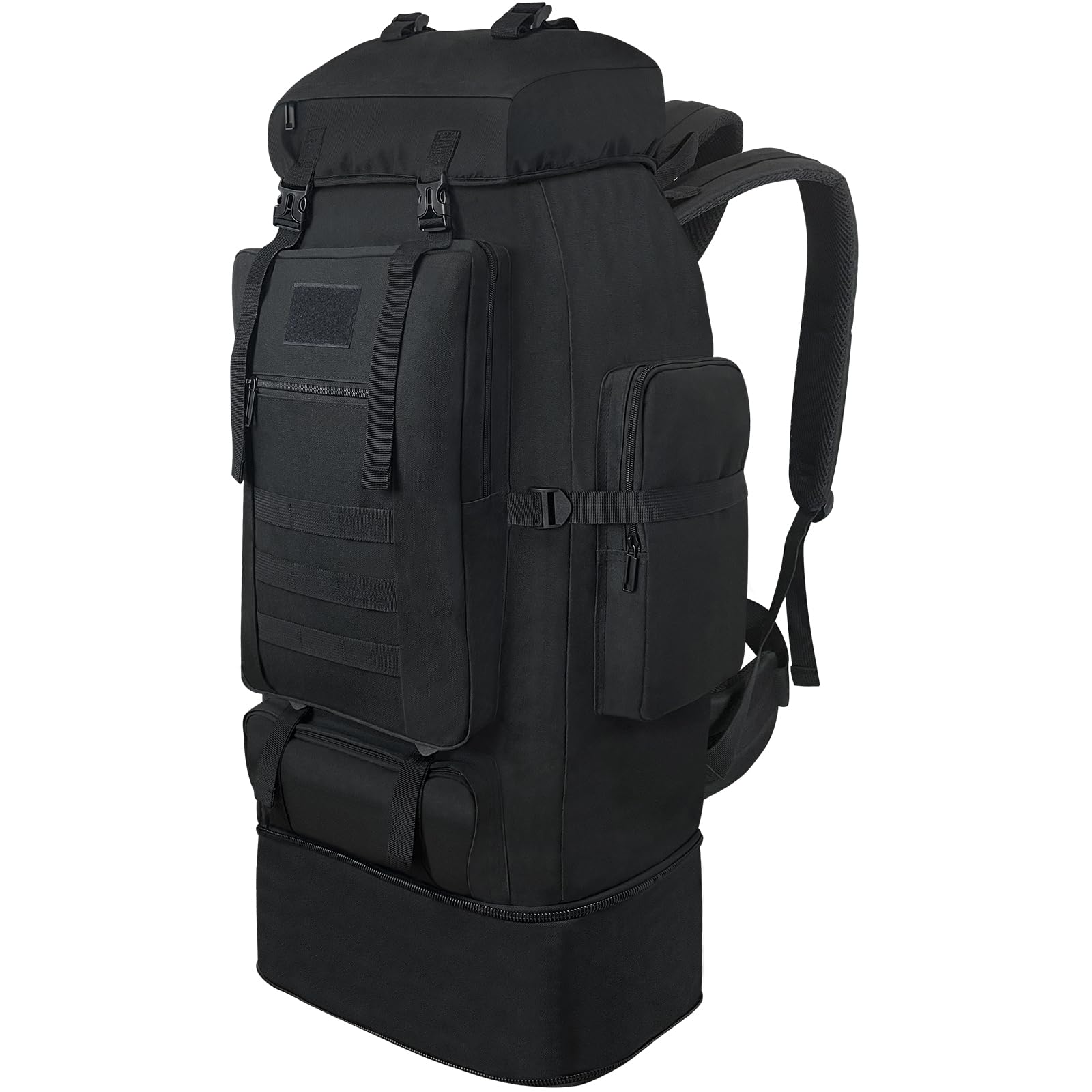 Vaupan Wanderrucksack 100 L, erweiterbarer Molle-Rucksack, schwarz