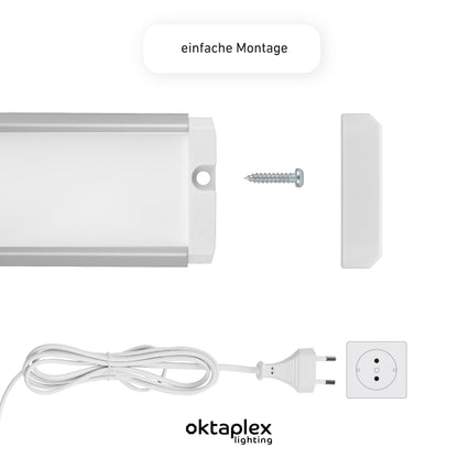 Oktaplex Riva LED Unterbauleuchte 90 cm dimmbar warmweiss silber