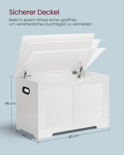 VASAGLE Sitzbank mit Stauraum, Schuhbank, Landhausstil, wolkenweiss