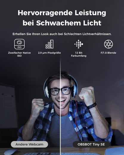 OBSBOT Tiny SE Streaming Kamera - 1080P AI Tracking PTZ