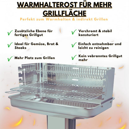 ACTIVA Pisa Säulengrill Edelstahl Holzkohlegrill 54 x 34 cm