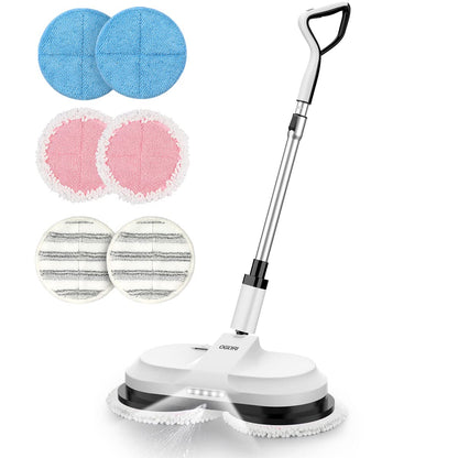 OGORI Elektrischer Mopp B07 Kabelloser Bodenwischer mit Sprühfunktion, LED-Licht, Mikrofaser-Pads