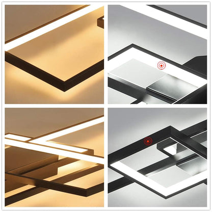 MQW Moderne Geometrische LED Deckenleuchte Dimmbar Wohnzimmer – Schwarz L80cm