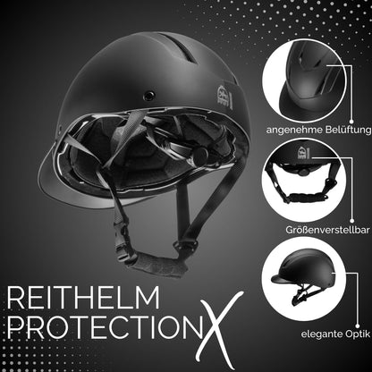 PFIFF ProtectionX Reithelm Kinder, grössenverstellbar, schwarz, Gr. S
