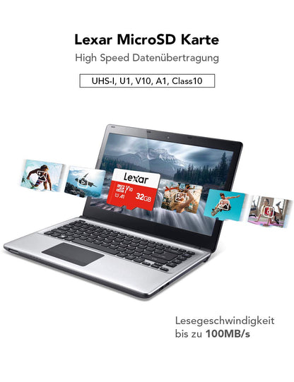 Lexar microSD Speicherkarte 32GB, 3er-Pack mit SD-Adapter, UHS-I U3