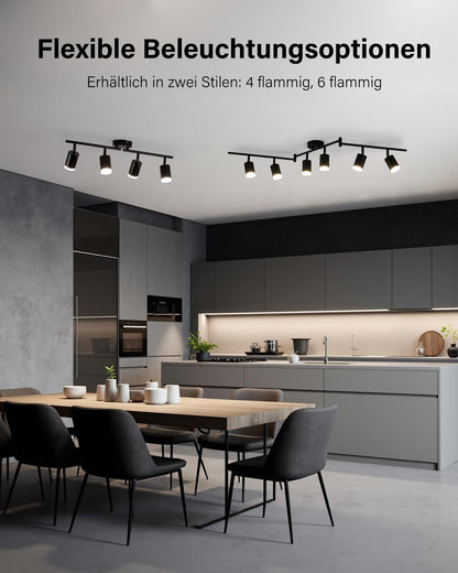 Leselux LED Deckenstrahler 6-flammig, schwarz, GU10, schwenkbar