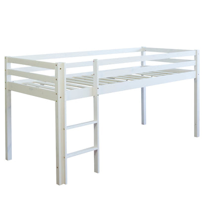 Homestyle4u Hochbett 90x200 Weiss Pink mit Treppe & Tunnel