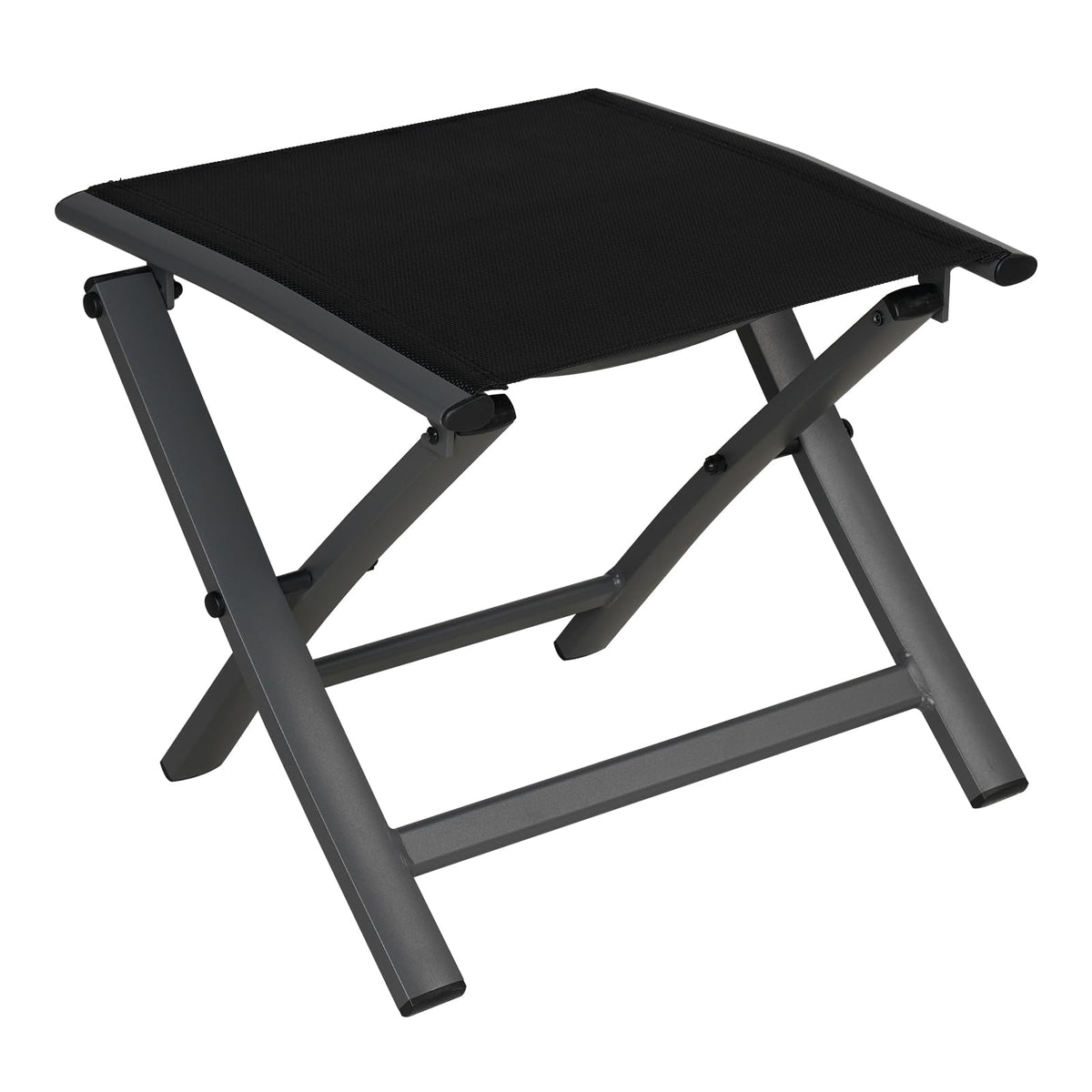 Grand patio Gartenhocker, Klapphocker aus Aluminium und Textilene in Schwarz, faltbar