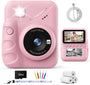TIATUA Kinderkamera Sofortbildkamera 48 MP mit 32 GB Karte, Rosa, mit 3,0-Zoll-Display und tintenfreiem Sofortdruck