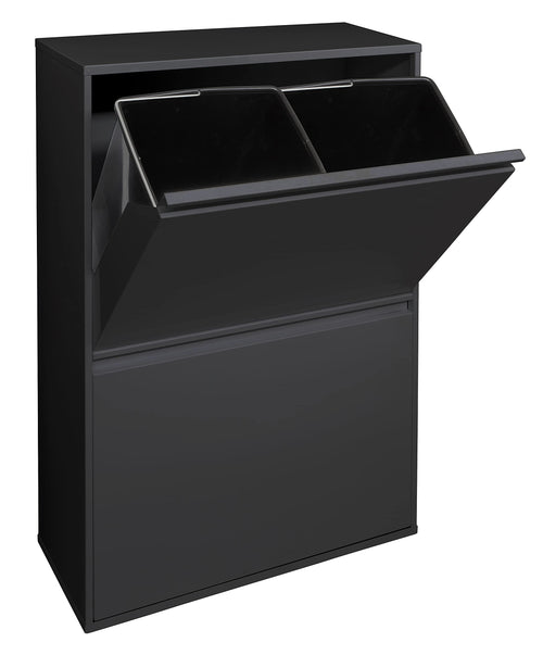 ARREGUI Basic CR606-B Mülltrennsystem, schwarz, mit 4 Fächern zum Trennen verschiedener Abfälle in Haushalt oder Büro.