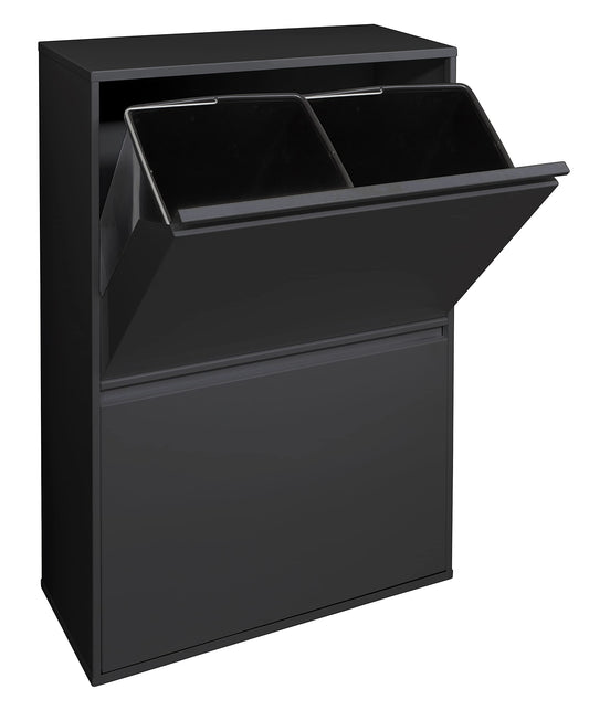 ARREGUI Basic CR606-B Mülltrennsystem, schwarz, mit 4 Fächern zum Trennen verschiedener Abfälle in Haushalt oder Büro.