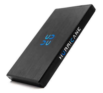 HURRICANE GD25612 Externe Festplatte - 1TB 2.5" USB 3.0. Schwarzes, rechteckiges Gehäuse zum Speichern und Sichern von Daten.