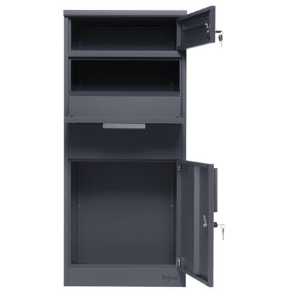 Zelsius Paketbriefkasten Briefkasten mit Paketfach – Anthrazit Holzoptik