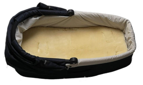 Reissner Lammfelle Kinderwagen Einlage KIWA de LUXE Merino Lammfell, geschorener Wollflor, Mikrofaser-Rückseite
