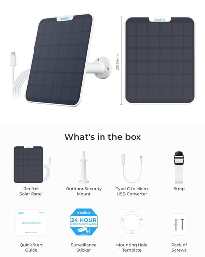 Reolink 6W Solarpanel für Akku-Überwachungskameras, IP65, weiss