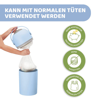Chicco Windeleimer Odour Off mit Deckel, Anti-Geruchssystem, Blau