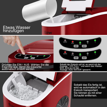 COSTWAY Eiswürfelmaschine | Eiswürfelbereiter – rot