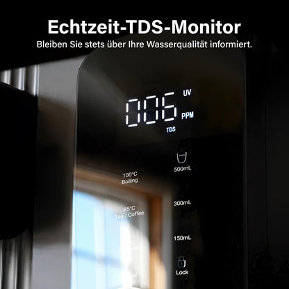 Ecoviva UV Auftisch Umkehrosmose Wasserfilter Heisswasserspender - Schwarz
