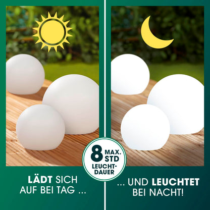 EASYmaxx LED Solarleuchte Dekokugel 3er-Set mit Fernbedienung