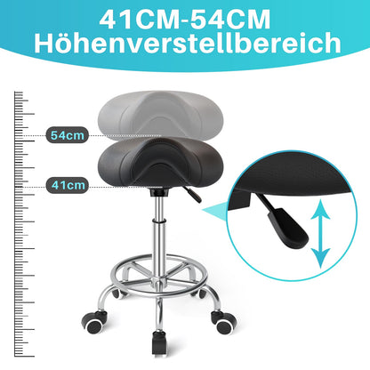 YEEZEE Sattelhocker ergonomisch, höhenverstellbar mit Rollen, schwarz