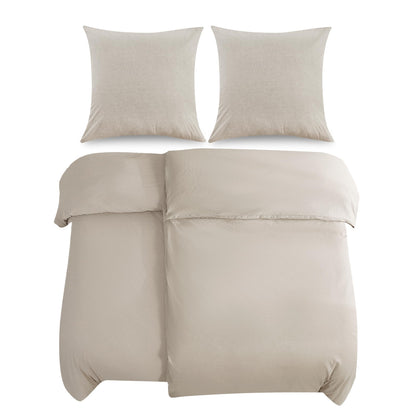 ATsense Bettwäsche 4teilig Baumwolle 135x200 cm Beige