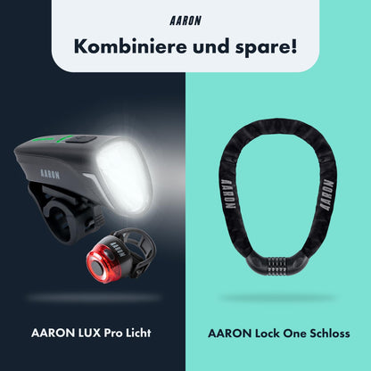AARON LED Fahrradlicht Set 100 Lux, StVZO, USB aufladbar