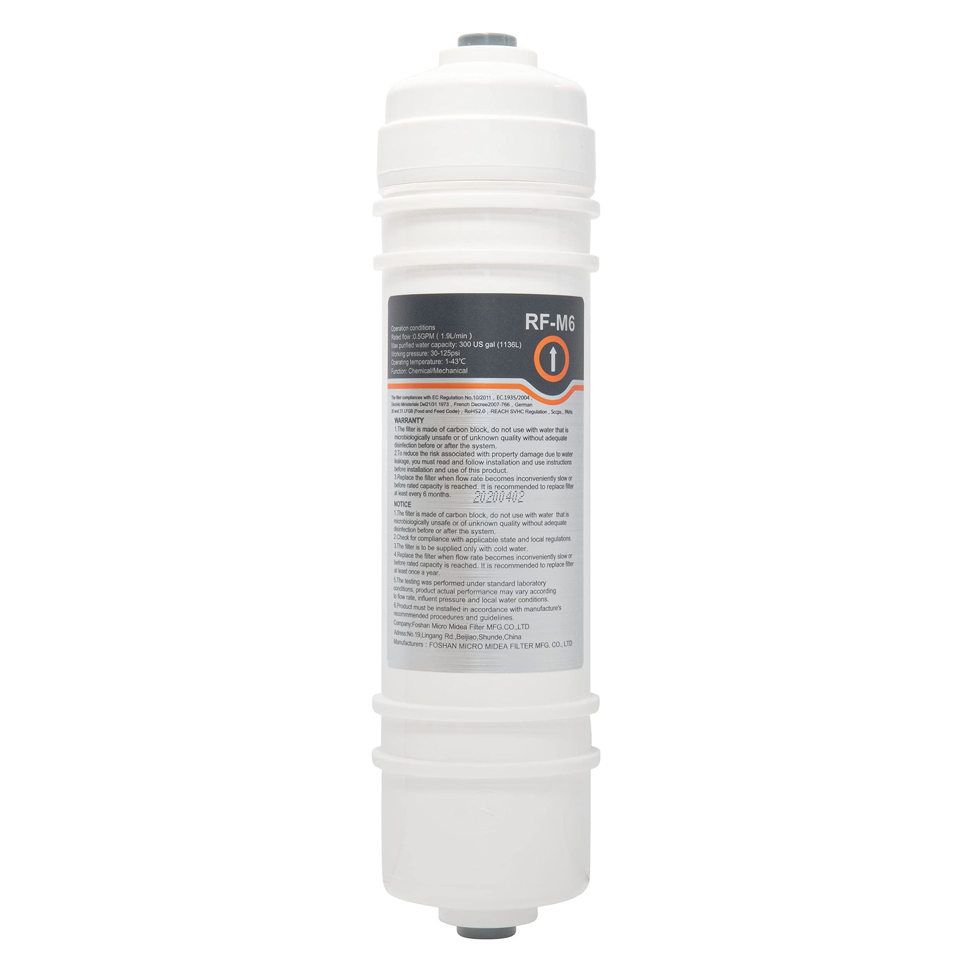Profrigo RF-M6 Wasserfilter für Kühlschränke mit Wasseranschluss, Aktivkohleblock und Schnellverschlüssen