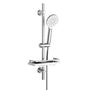 Görbach Brausestangen-Set mit Handbrause, Edelstahl, 70 cm, Chrom – mit 150-cm-Schlauch und Duschablage