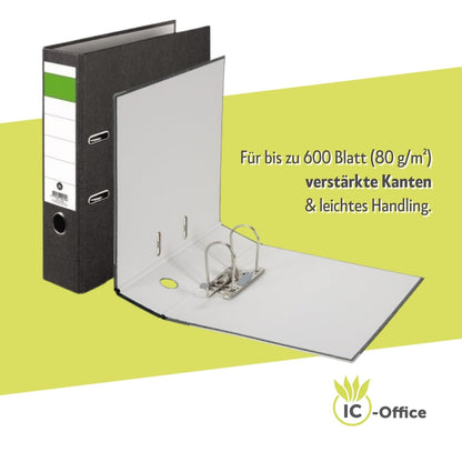 IC-Office Aktenordner A4, 20er Pack, schwarz, 2-Ring-Hebelmechanik
