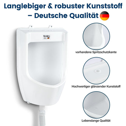 Kunststoff Pissoir Wandurinal Herren – Weiss PVC inkl. Schlauch