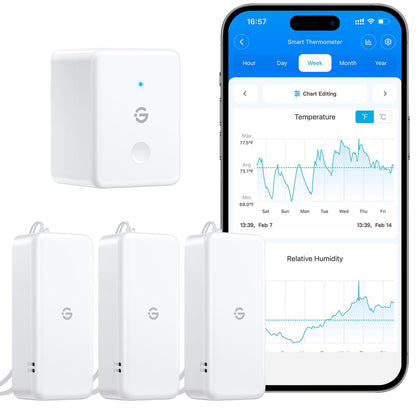 GoveeLife WLAN Thermo-Hygrometer H5151 innen, 3er-Set mit App – drei kompakte Sensoren und WLAN-Gateway