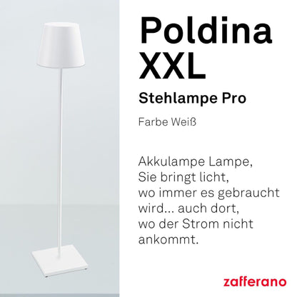 Zafferano Poldina XXL Akku-Stehleuchte, Weiss, höhenverstellbar