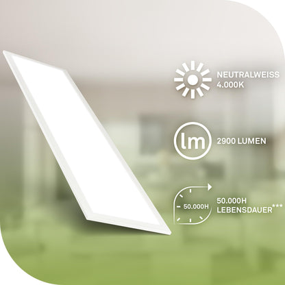 BRILONER LED-Deckenleuchte Panel, neutralweiss, 100 x 25 cm, weiss