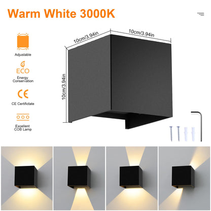 ledmo 4er LED Wandleuchten Innen/Aussen 12W warmweiss schwarz