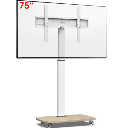 AOKCOS TV Bodenständer Rollbar mit Holzregal für 43-75 Zoll