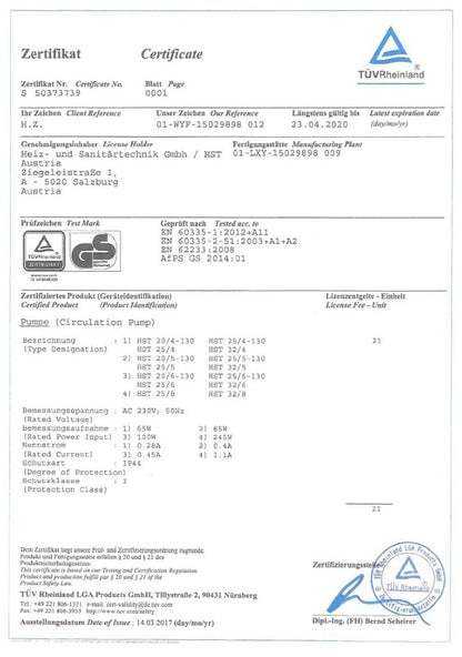HST 25-60/180 mm Umwälzpumpe - 6m Förderhöhe