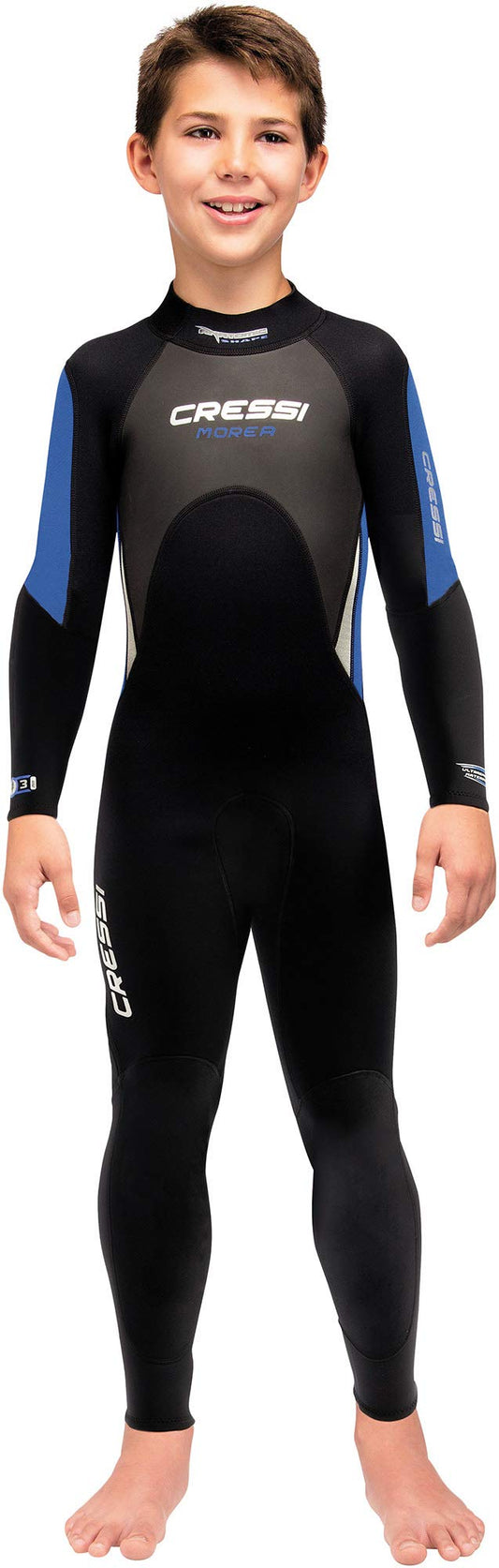 Cressi Morea Jr Monopiece Kinder Neoprenanzug 3mm - Schwarz/Blau XL, einteilig. Bietet Wärmeschutz im Wasser.