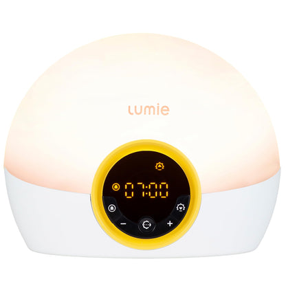 Lumie Bodyclock Rise 100 Sonnenaufgang Wecker - Weiss. Runder, weißer Wecker mit Licht, simuliert Sonnenaufgang zum Wecken.