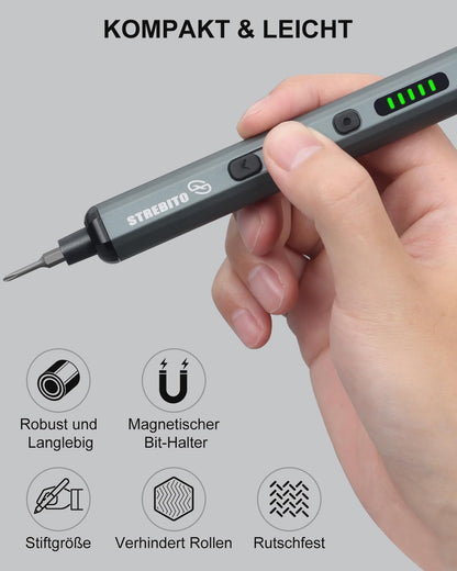 STREBITO Mini-Elektroschrauber-Set 70-in-1 mit 64 S2-Präzisionsbits