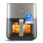 MIDEA Digital Airfryer 6.5L XL Heissluftfritteuse - Schwarz. Schwarzer, kompakter Heissluftfrittierer mit Digitaldisplay zum fettarmen Garen.