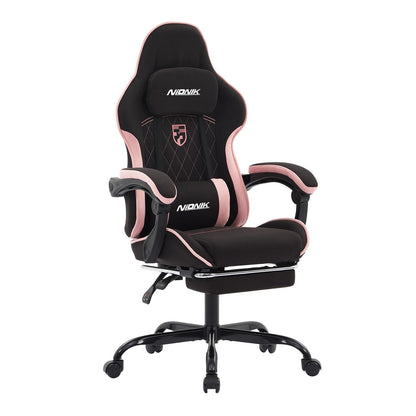 NIONIK Gaming Stuhl Racing Ergonomisch mit Fussstütze – Blackpink