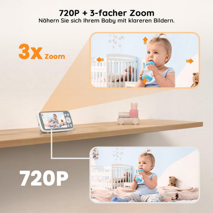 BOIFUN Babyphone mit Kamera VB616, 4 Zoll 720P Monitor, Nachtsicht