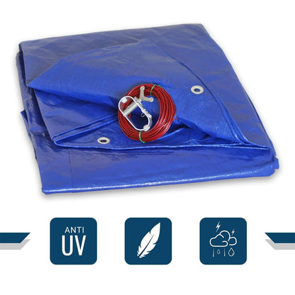 TECPLAST PO155RD Poolabdeckung rund - 6.20m f. 5.4m Pool, Abflussnetz