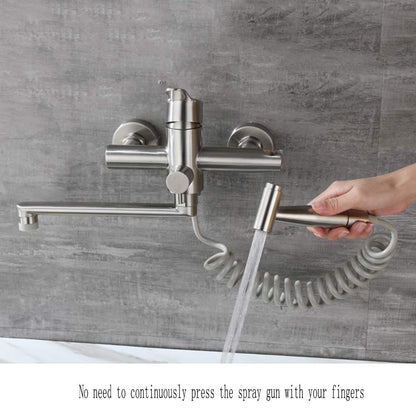 Culinaro Wandarmatur Küchenarmatur 360° Auslauf - Gebürstetes Nickel