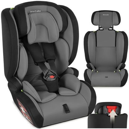 tectake Kindersitz Sophie i-Size Autositz mit 5-Punkt-Gurt, dunkelgrau – mit höhenverstellbarer Kopfstütze