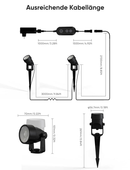 APPECK WiFi Smart Gartenstrahler RGBW – 6 Stück App-Steuerung