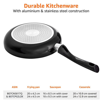 Amazon Basics Kochgeschirr-Set Antihaft Induktion - 6er Schwarz