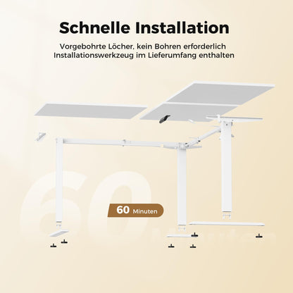 Agilestic Eckschreibtisch Höhenverstellbar – 160x140 cm Weiss
